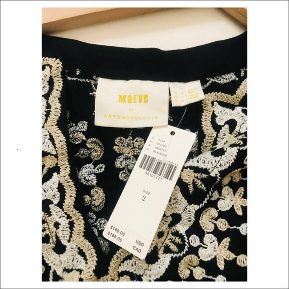 Anthropologie for Maeve Shiloh Black Embroidered Tunic Dress - Size 2 - NWT - Picture 8 of 10